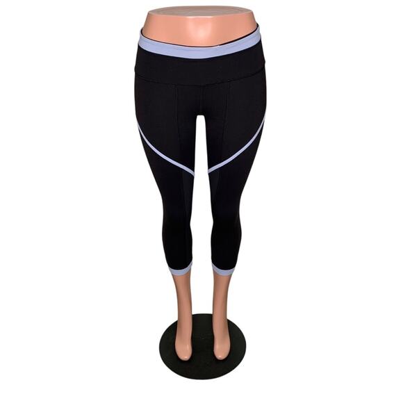 Lululemon Roll Out Crop Leggings Black/Lavender Dust Size 4 - Picture 1 of 12